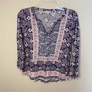 Lucky Brand Blue Pink Boho Blouse Women’s Size S